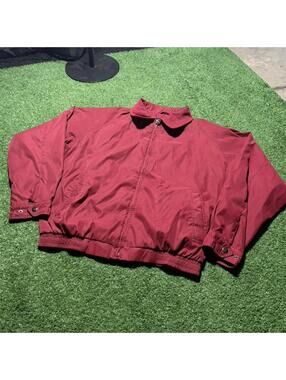 Vintage Roundtree & Yorke Red Bomber Jacket L Full Zip Classic Flannel Lined